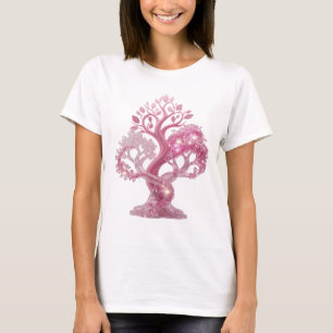Schönes Rosa PINK GLITTER TREE Slogan T-Shirt