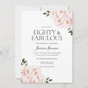 Schönes Rosa Rosa Elegant 80. Geburtstag Einladung
