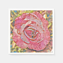 Schönes rosa Rosengemälde Papier Napkin Blume