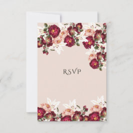 Schönes Rosa Roses White Lilies Wedding RSV RSVP Karte