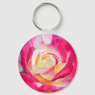 Schönes Rosa und gelbe Rose Schlüsselanhänger