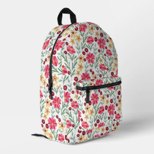 Schönes rosa und gelbes vintage Blumenmuster Bedruckter Rucksack