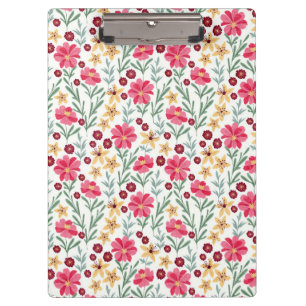 Schönes rosa und gelbes vintage Blumenmuster Klemmbrett