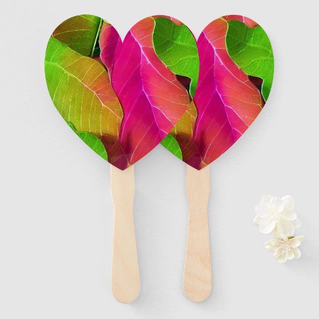 Schönes rosa und grüne Blattmuster Fächer (Vorne und Hinten)