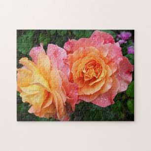 Schönes rosa und orange Rose Foto Puzzle