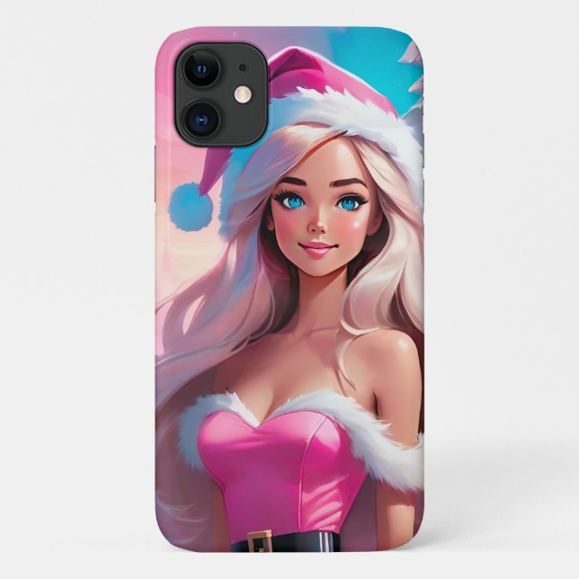 Schönes rosa Weihnachtsmädchen 01 Case-Mate iPhone Hülle (Rückseite)