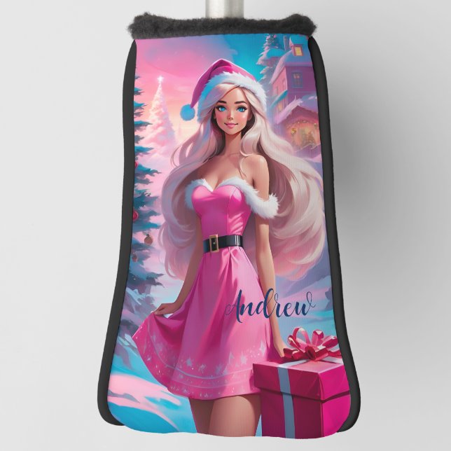 Schönes rosa Weihnachtsmädchen 01 Golf Headcover (Rotieren 90)