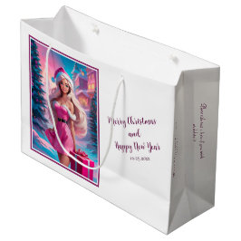 Schönes rosa Weihnachtsmädchen 01 Große Geschenktüte