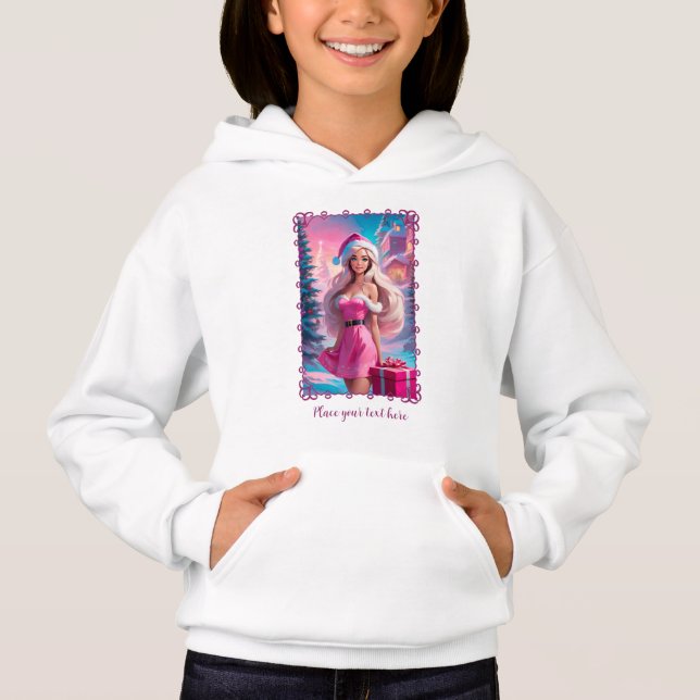 Schönes rosa Weihnachtsmädchen 01 Hoodie (Vorderseite)
