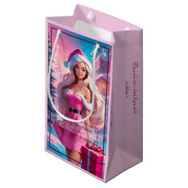 Schönes rosa Weihnachtsmädchen 01 Kleine Geschenktüte