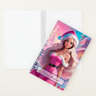 Schönes rosa Weihnachtsmädchen 01 Notizbuch
