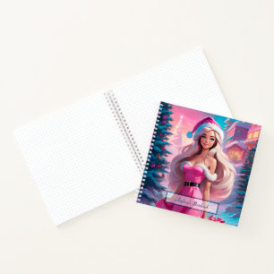 Schönes rosa Weihnachtsmädchen 01 Notizbuch