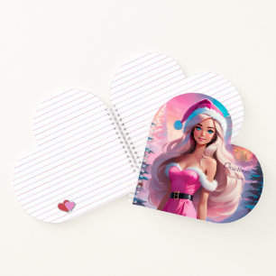 Schönes rosa Weihnachtsmädchen 01 Notizbuch