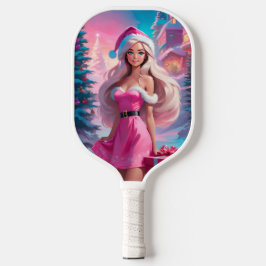 Schönes rosa Weihnachtsmädchen 01 Pickleball Schläger