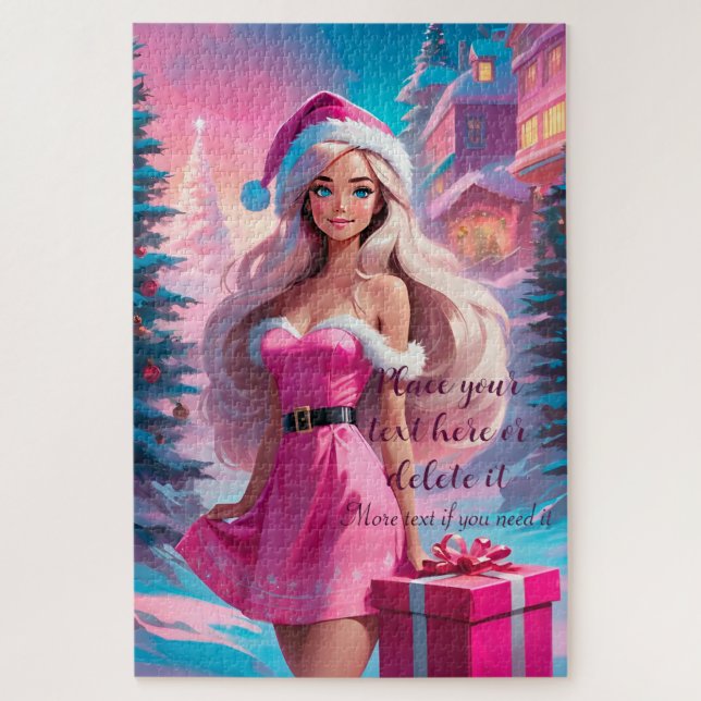 Schönes rosa Weihnachtsmädchen 01 Puzzle (Vertikal)
