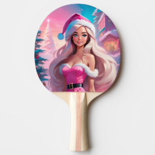 Schönes rosa Weihnachtsmädchen 01 Tischtennis Schläger