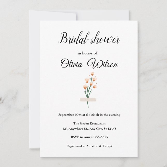 Schönes rosa Wildblume Brautparty Einladung (Vorderseite)