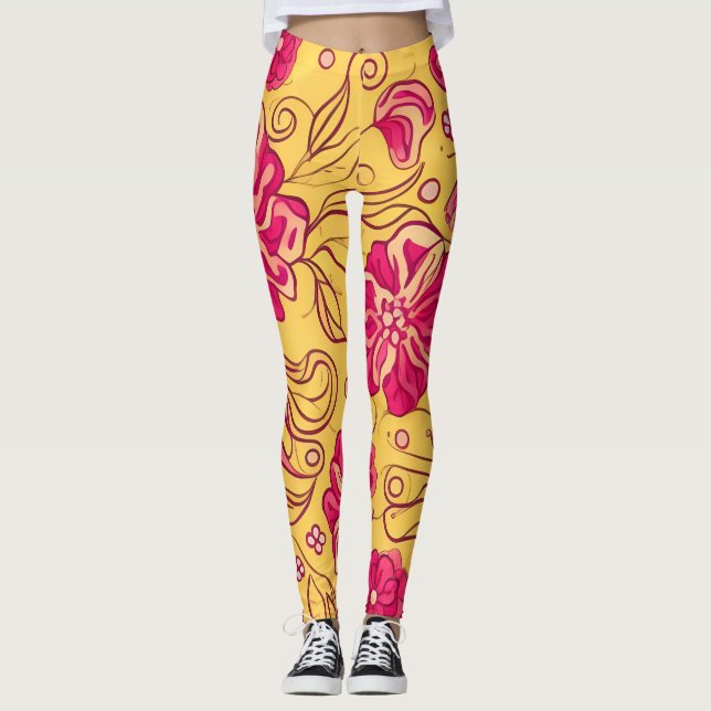 Schönes rosafarbenes Muster für Wirble Blume Leggings (Vorderseite)