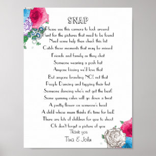 Schönes Rose Design Hochzeitsspiel Foto Poster