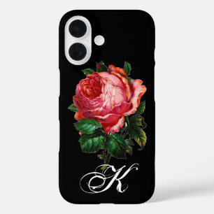 SCHÖNES ROSE MONOGRAMM, schwarz iPhone 16 Hülle