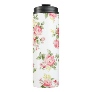 Schönes Rosenblumenmuster, kleiner Blumenstrauß Thermosbecher