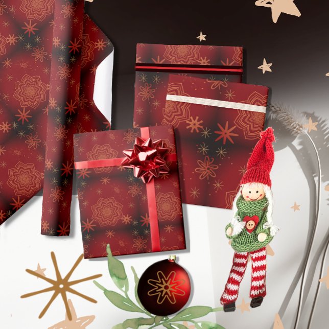 Schönes Rot, Burgund blühend Geschenkpapier (Beautiful Red, Burgundy floral Wrapping Paper)