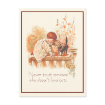 Schönes, rot gekleidetes Kind mit Kätzchen Zitat