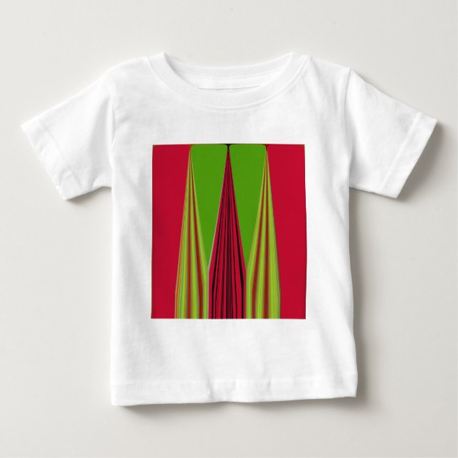 Schönes, rot-gelb-grünes Fraktal Kunstdesign Baby T-shirt (Vorderseite)