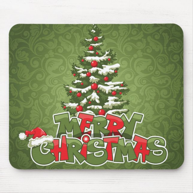 Schönes Rot-Grün-Weihnachten Inspiriert Mousepad (Vorne)