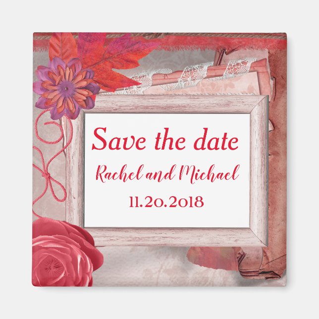 Schönes Rot Save the Date Magnet (Vorne)