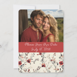 Schönes Rot und Rosa Elegante Save The Date