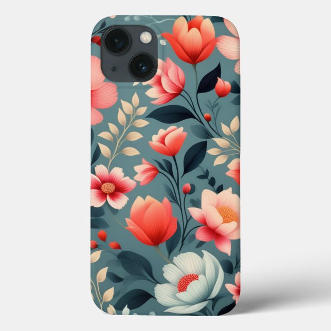 Schönes Rot/Weiß-Blume Blumenmuster Case-Mate iPhone Hülle (Rückseite)