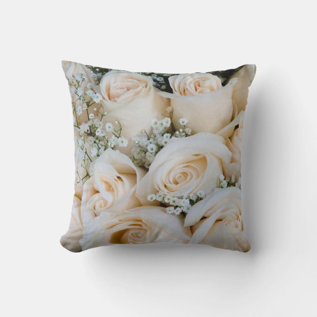 Schönes Rot-Weiß-Rosen-Kissen Kissen (Vorderseite)