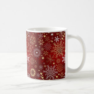 Schönes Rot, Weiß und Goldene Weihnachten Tasse