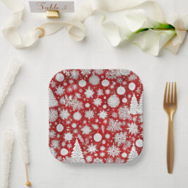 Schönes Rot-Weiß-Weihnachtsgebäck - Party Pappteller