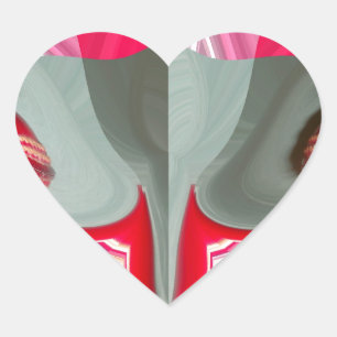 schönes rotes Aschengrau geometrisches Motiv ART D Herz-Aufkleber