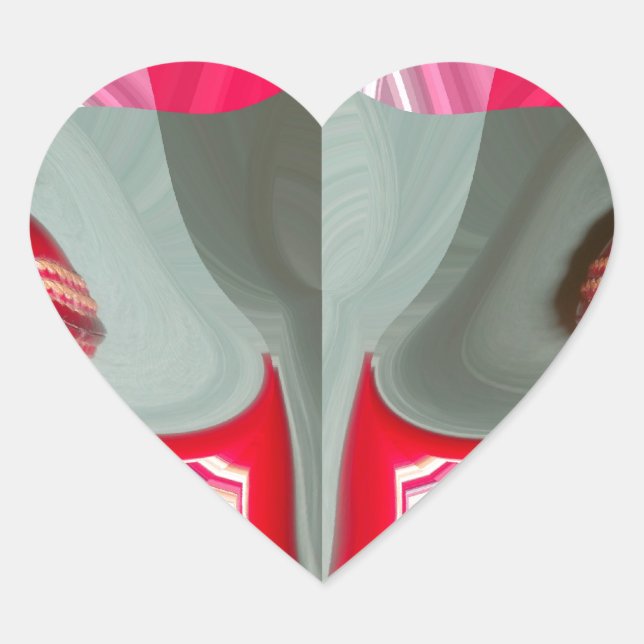 schönes rotes Aschengrau geometrisches Motiv ART D Herz-Aufkleber (Vorderseite)