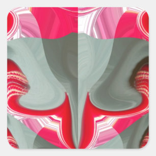 schönes rotes Aschengrau geometrisches Motiv ART D Quadratischer Aufkleber