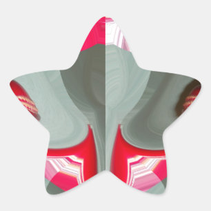 schönes rotes Aschengrau geometrisches Motiv ART D Stern-Aufkleber