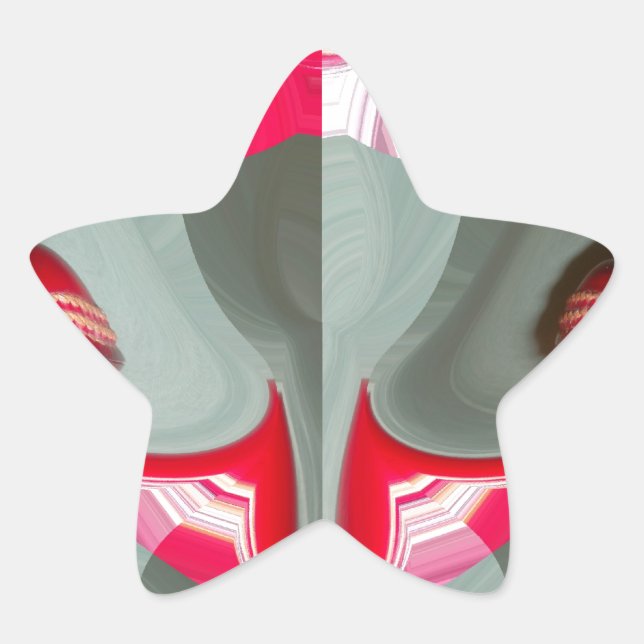 schönes rotes Aschengrau geometrisches Motiv ART D Stern-Aufkleber (Vorderseite)