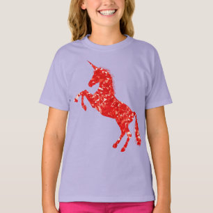 Schönes Rotes Einhorn T-Shirt