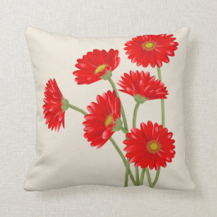 Schönes rotes Gerbera-Gänseblümchen-Wurfs-Kisse Kissen
