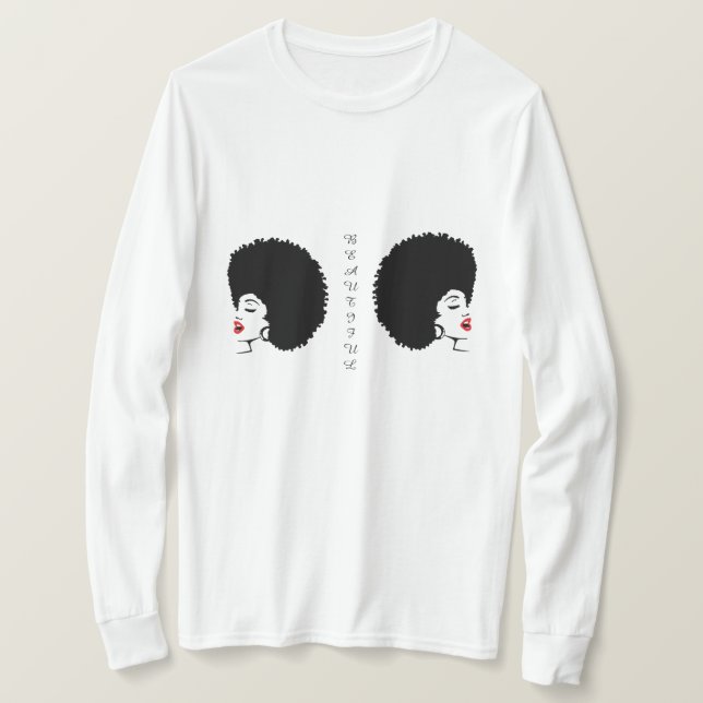 Schönes rotes Lippen Afro T-Shirt (Design vorne)