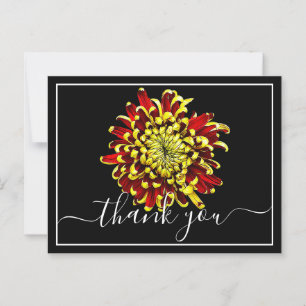 Schönes rotes und gelbes Chrysanthemum Vielen Dank Postkarte