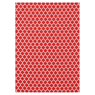 Schönes rotes und weißes marokkanisches Quatrefoli Tischdecke