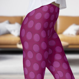 Schönes Rotwein und rosa Polka-Dot-Muster Leggings