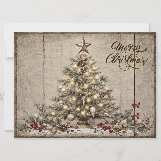 Schönes rustikales Frohe Weihnachten  (Vorderseite)