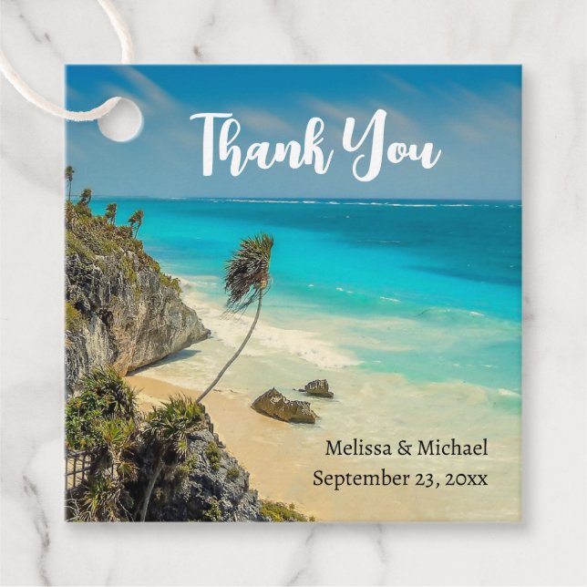 Schönes Sandstrand Tropical Paradise Wedding Geschenkanhänger (Vorderseite)