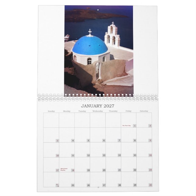 Schönes Santorini Griechenland Kalender (Jan 2027)