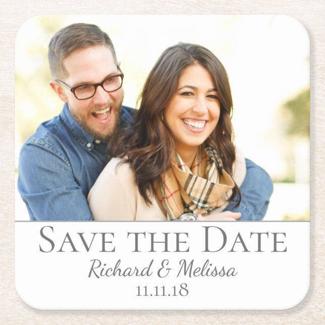 Schönes Save the Date Foto Rechteckiger Pappuntersetzer (Vorderseite)